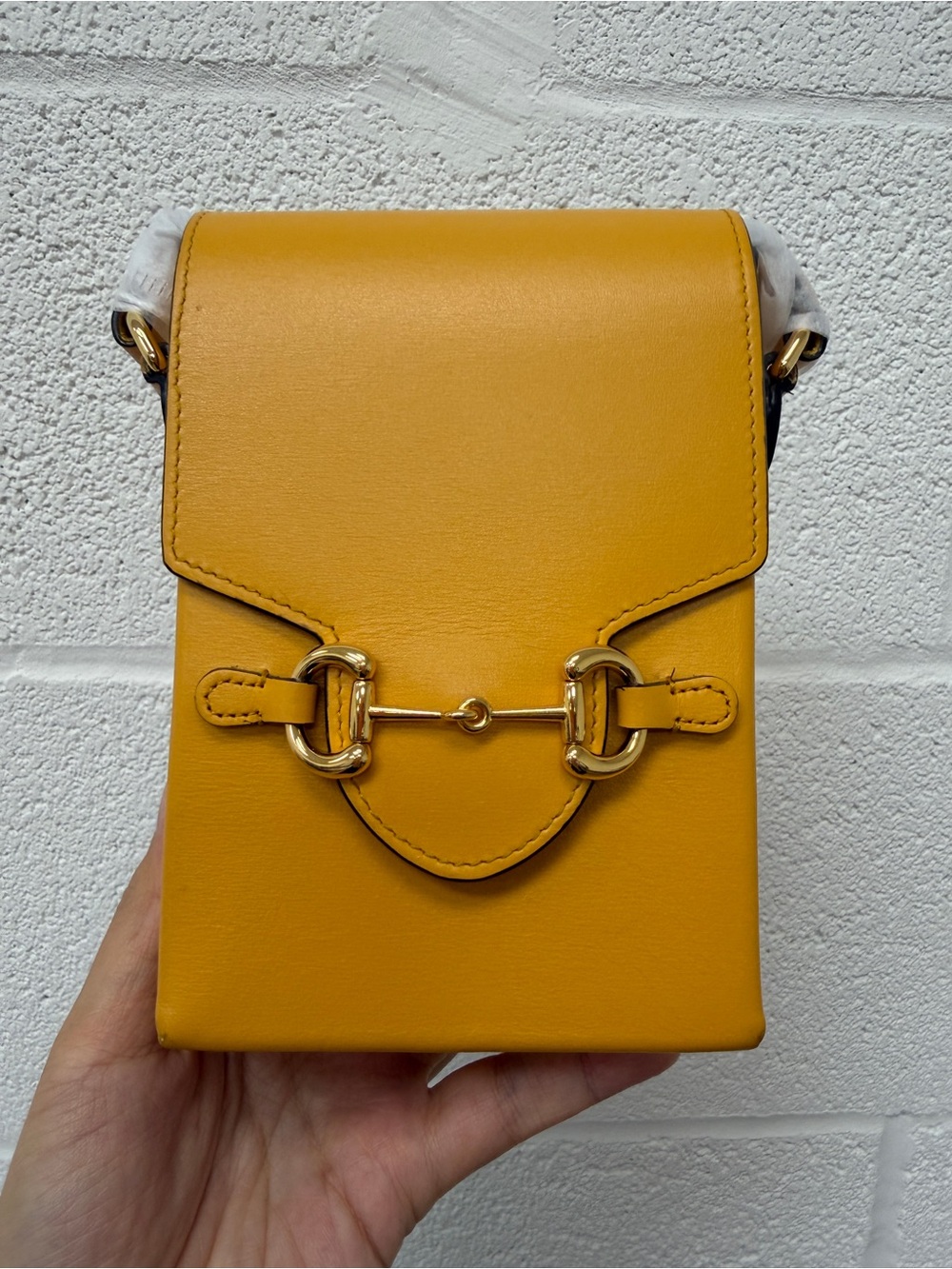Gucci Yellow Leather Crossbody Bag with Gold Hardware